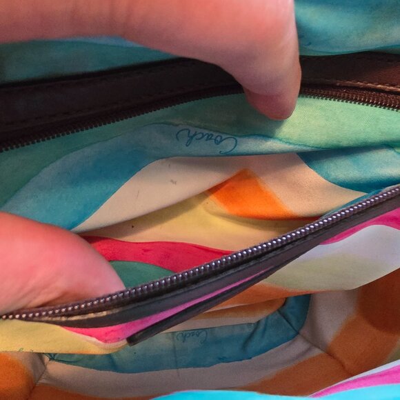 Coach Legacy 10728 Basket Tote Woven Straw Espresso Brown Leather Turn Lock GUC - Picture 12 of 16